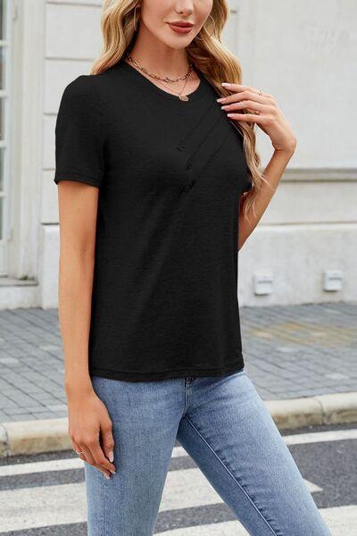 Round Neck Short Sleeve T Shirt - Chic Yana's Fashion