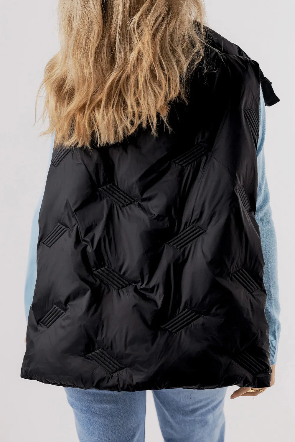 Pocketed Textured Zip Up Vest Coat - Chic Yana’s Fashion