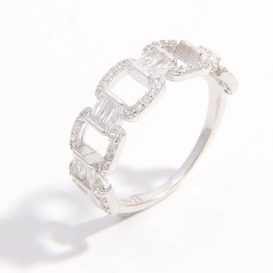 925 Sterling Silver Zircon Cutout Ring - Fashion Jewelry by Chic Yana's Fashion