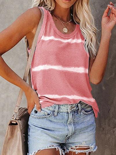 Full Size Tie Dye Round Neck Tank - Chic Yana's Fashion