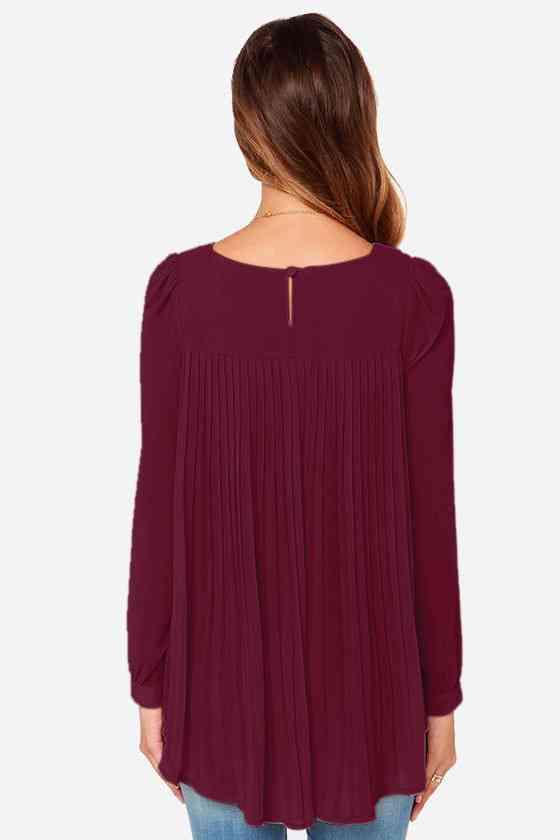 Ivy Lane Full Size Round Neck Back Pleated Blouse - Chic Yana's Fashion