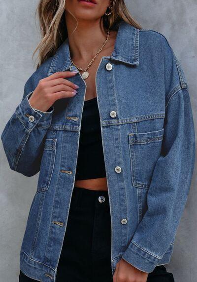 Pocketed Button Up Denim Jacket - Chic Yana's Fashion