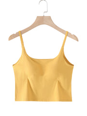 Scoop Neck Cropped Cami With Chest Pads - Stylish Women's Fashion | Chic Yana