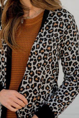 Pocketed Leopard Open Front Cover Up - Chic Yana's Fashion