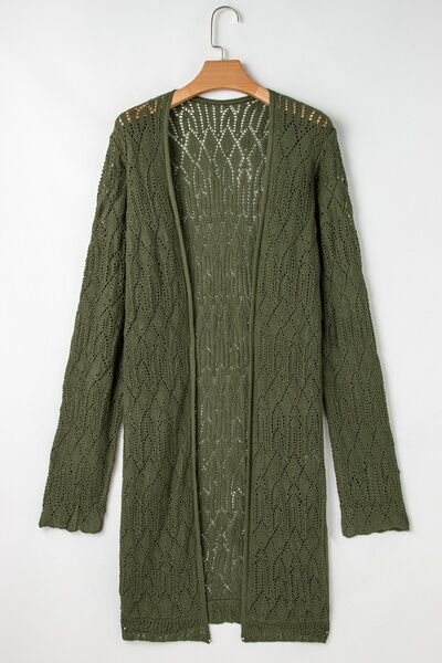 Openwork Open Front Long Sleeve Cardigan 1 - Chic Yana's Fashion