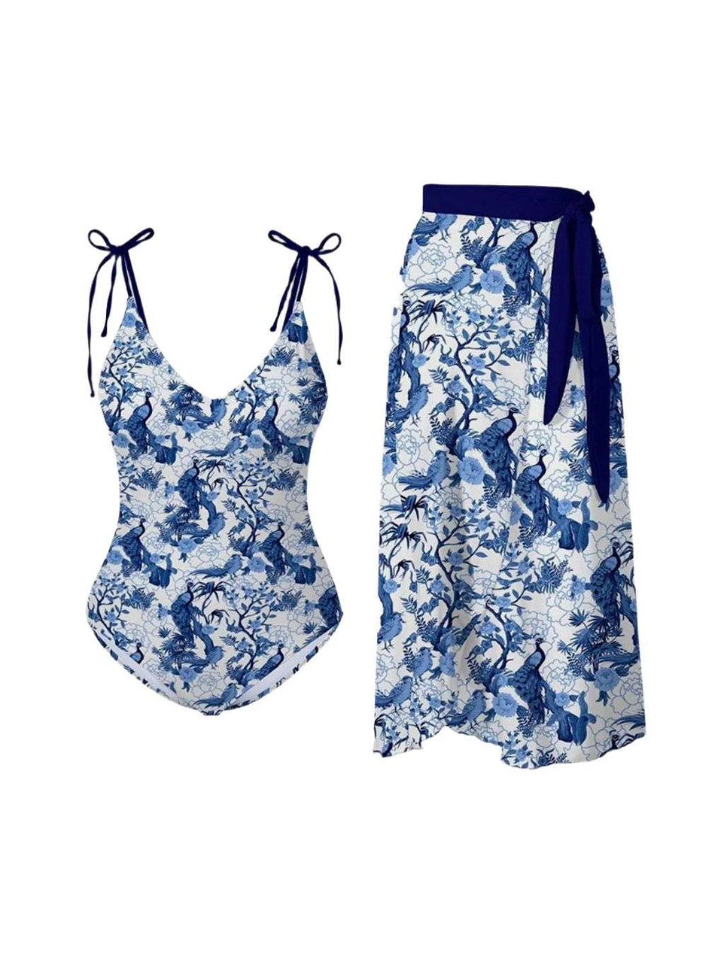 FAM-FAM Printed Tie Shoulder Swimwear and Skirt Swim Set – Chic Yana’s Fashion