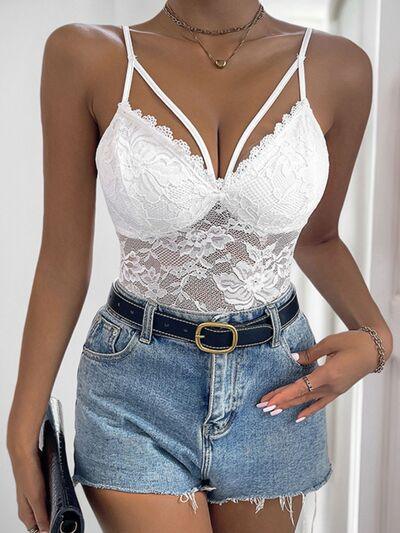 Perfee Spaghetti Strap Lace Bodysuit 1 - Chic Yana's Fashion