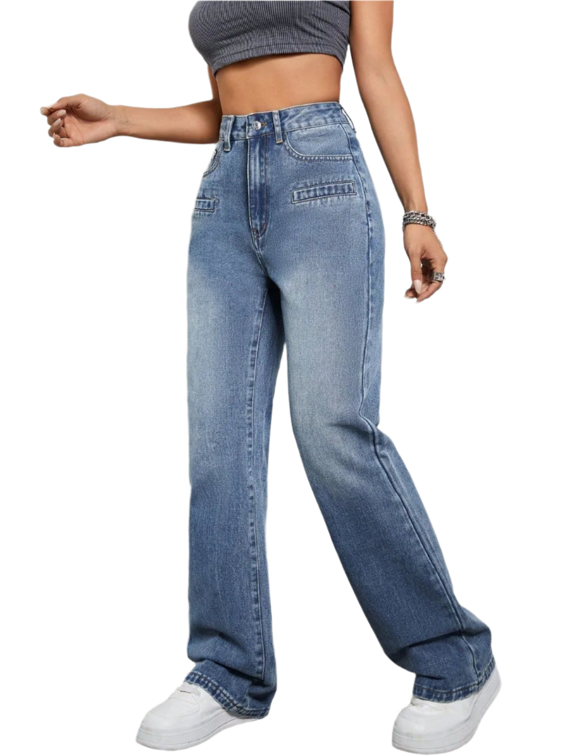 Buy High Rise Wide Leg Jeans with Pockets Online - Stylish & Comfortable | Chic Yana's Fashion