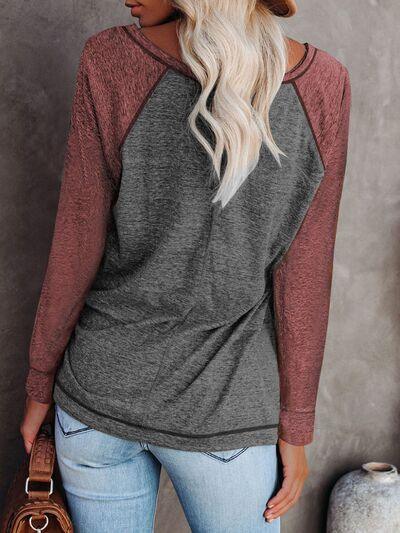 Round Neck Long Sleeve T Shirt - Chic Yana's Fashion