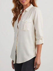 Button Up Collared Neck Denim Top - Chic Yana's Fashion