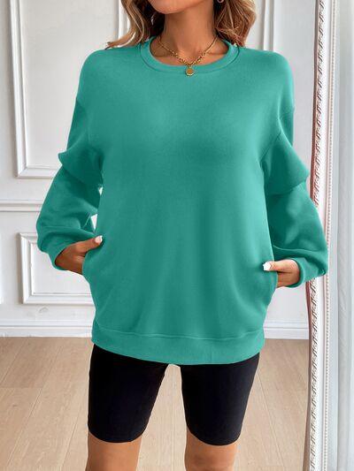 Ivy Lane Round Neck Long Sleeve Sweatshirt - Chic Yana's Fashion