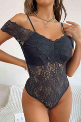 Perfee Lace Cold Shoulder Bodysuit - Chic Yana's Fashion