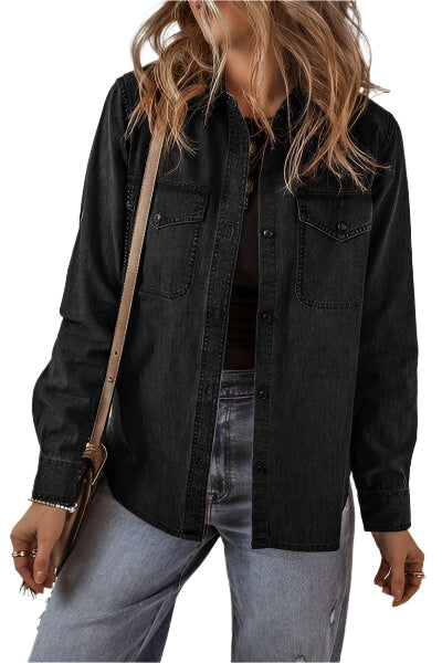 Button Up Long Sleeve Denim Jacket - Chic Yana's Fashion
