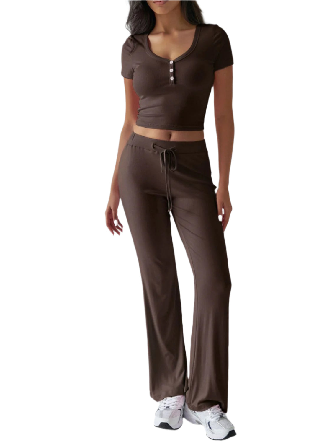 Devine Short Sleeve Top and Drawstring Pants Set - Shop Now at Chic Yana's Fashion