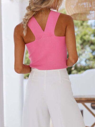 Square Neck Wide Strap Tank - Chic Yana's Fashion