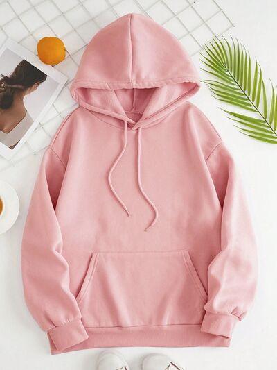 Drawstring Dropped Shoulder Hoodie - Chic Yana's Fashion