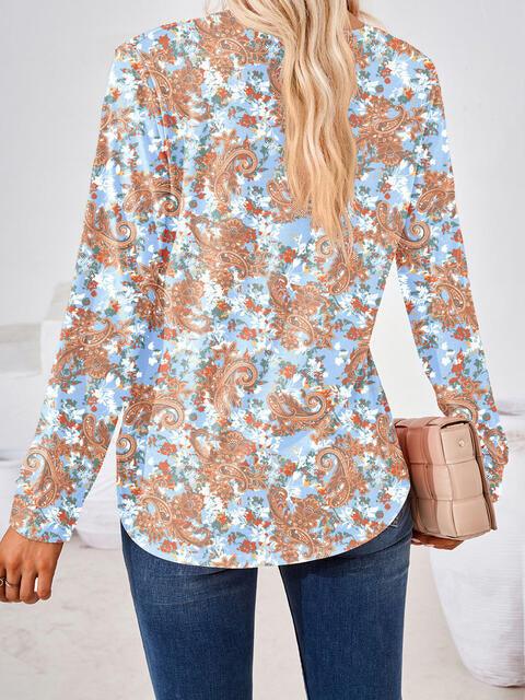 Full Size Square Neck Long Sleeve Blouse - Chic Yana's Fashion