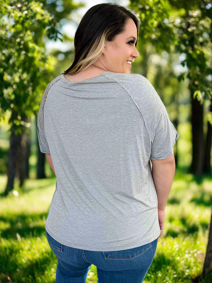 Basic Bae Full Size Bamboo Slit V Neck Short Sleeve T Shirt - Chic Yana's Fashion