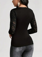 Lace Ruched Surplice Long Sleeve Top - Chic Yana's Fashion