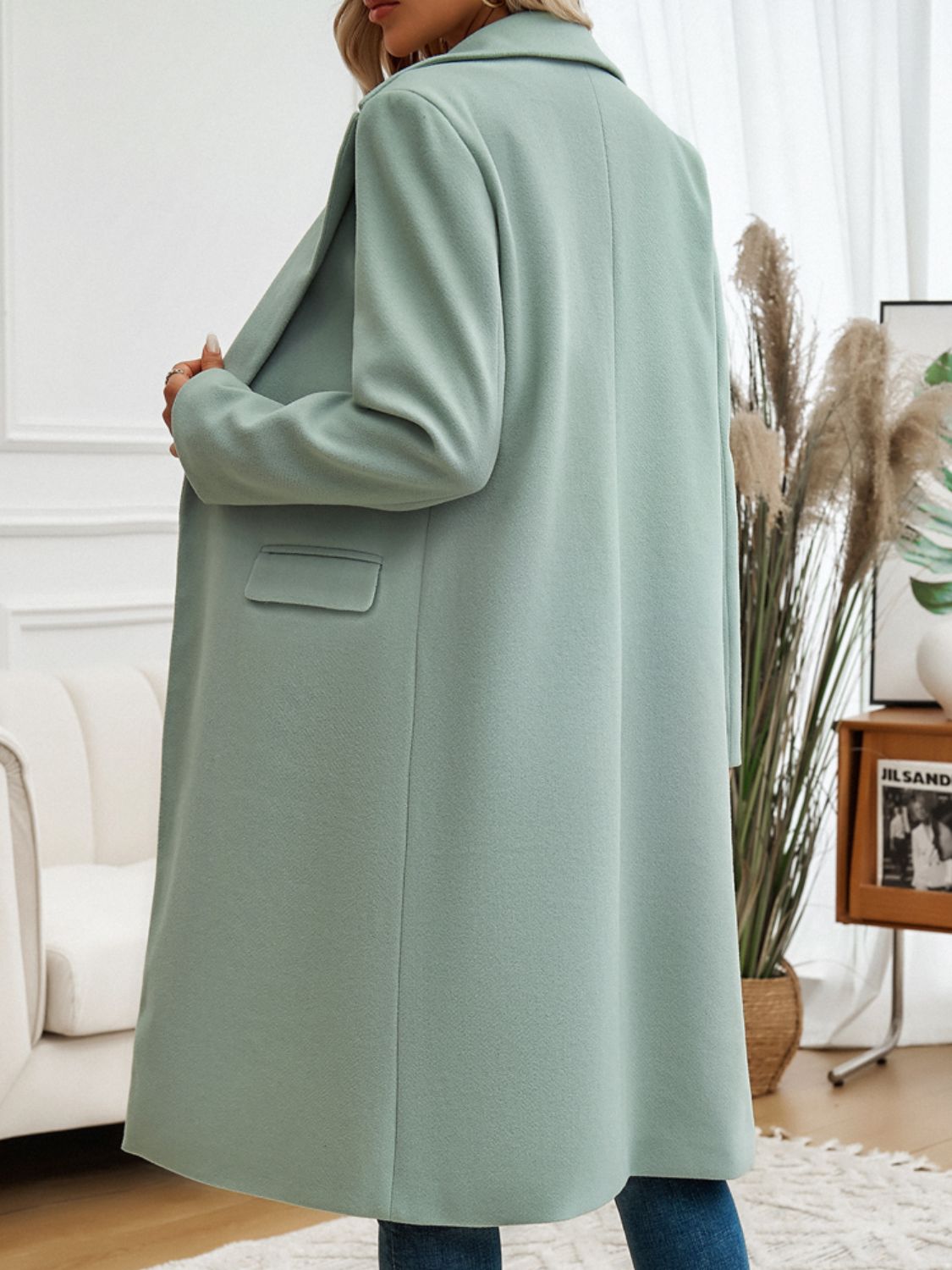 Devine Pocketed Collared Neck Long Sleeve Coat - Chic Yana’s Fashion