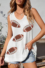 Sequin Football Round Neck Tank - Chic Yana's Fashion