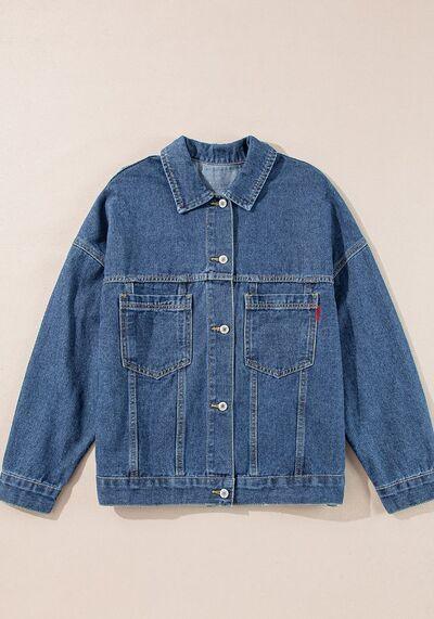 Pocketed Button Up Denim Jacket - Chic Yana's Fashion