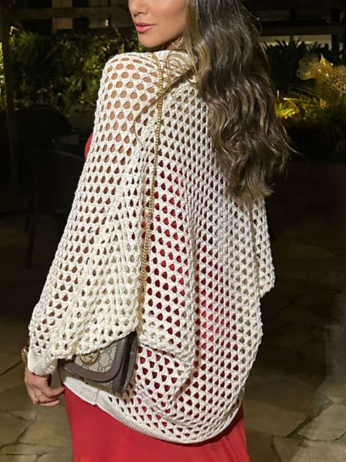 Hollow Out Open Front Cover Up - Stylish and Trendy Women's Fashion from Chic Yana's Fashion