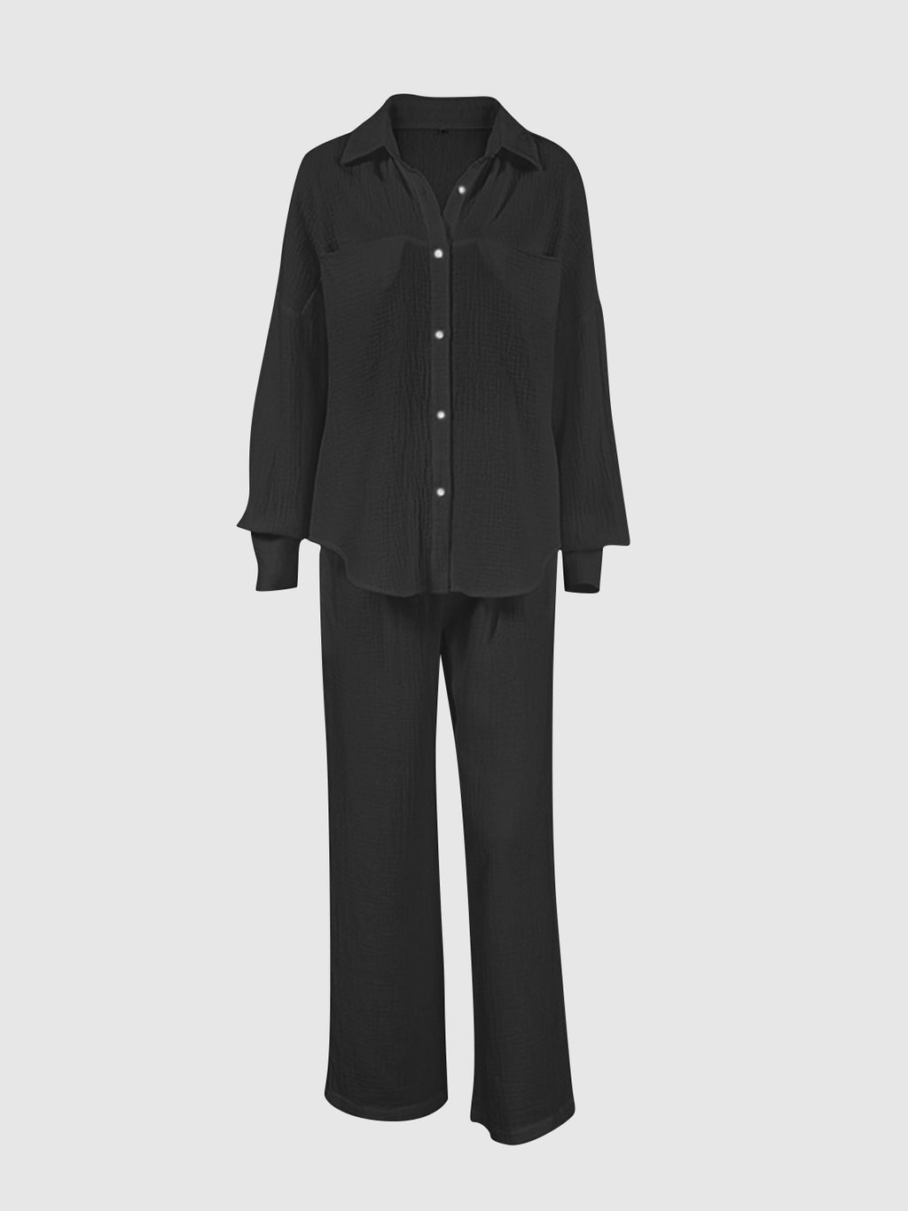 Texture Button Up Long Sleeve Shirt and Pants Set – Chic Yana’s Fashion