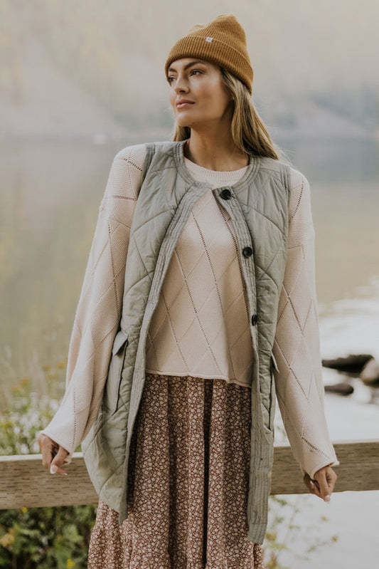 Button Up Pocketed Vest Coat - Chic Yana’s Fashion