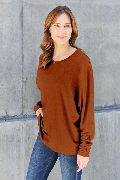 Double Take Full Size Round Neck Long Sleeve T Shirt - Chic Yana's Fashion