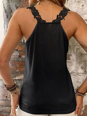 Full Size Lace Detail V Neck Tank - Chic Yana's Fashion