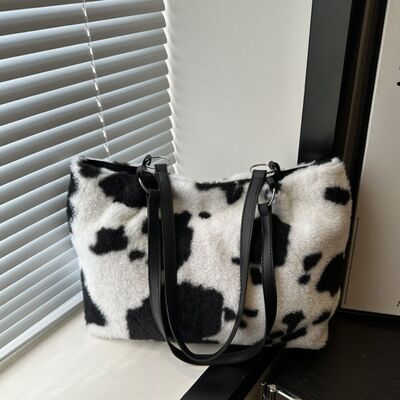 Cow Print Furry Tote Bag - Chic Yana's Fashion