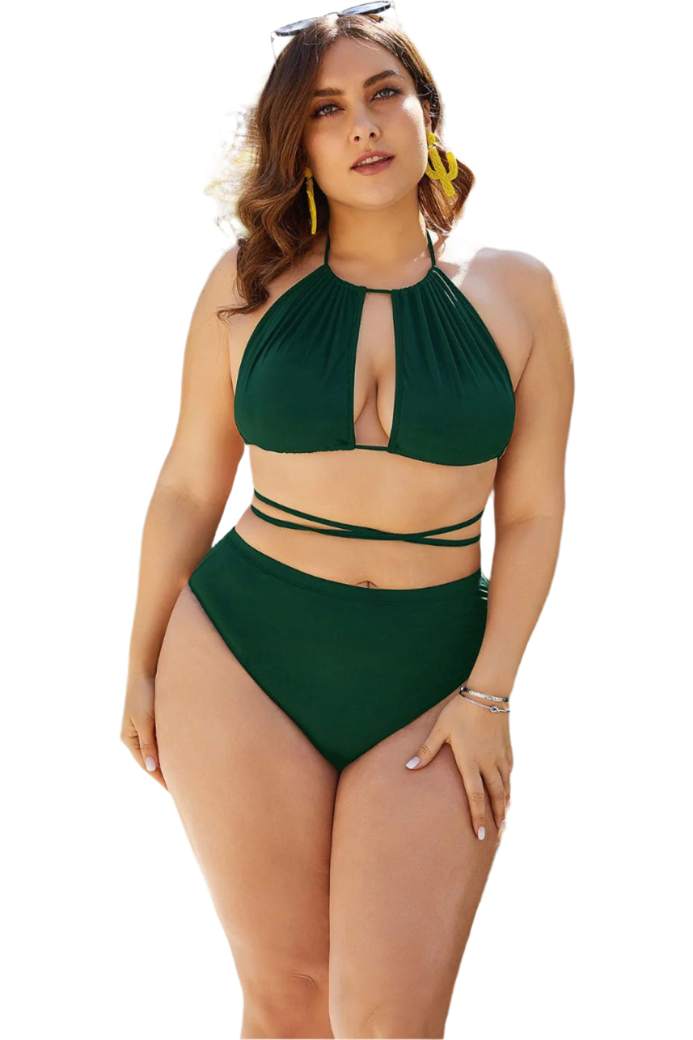 Plus Size Cutout Tied Backless Bikini Set - Stylish and Trendy Women's Fashion from Chic Yana's Fashion