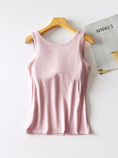 Round Neck Tank With Bra - Chic Yana's Fashion