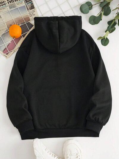 Drawstring Dropped Shoulder Hoodie - Chic Yana's Fashion