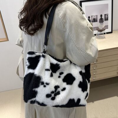 Cow Print Furry Tote Bag - Chic Yana's Fashion