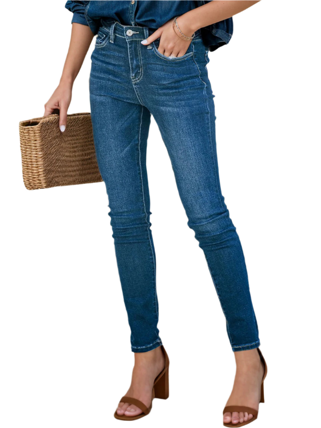 Buy Buttoned Skinny Jeans with Pockets Online - Stylish & Comfortable | Chic Yana's Fashion