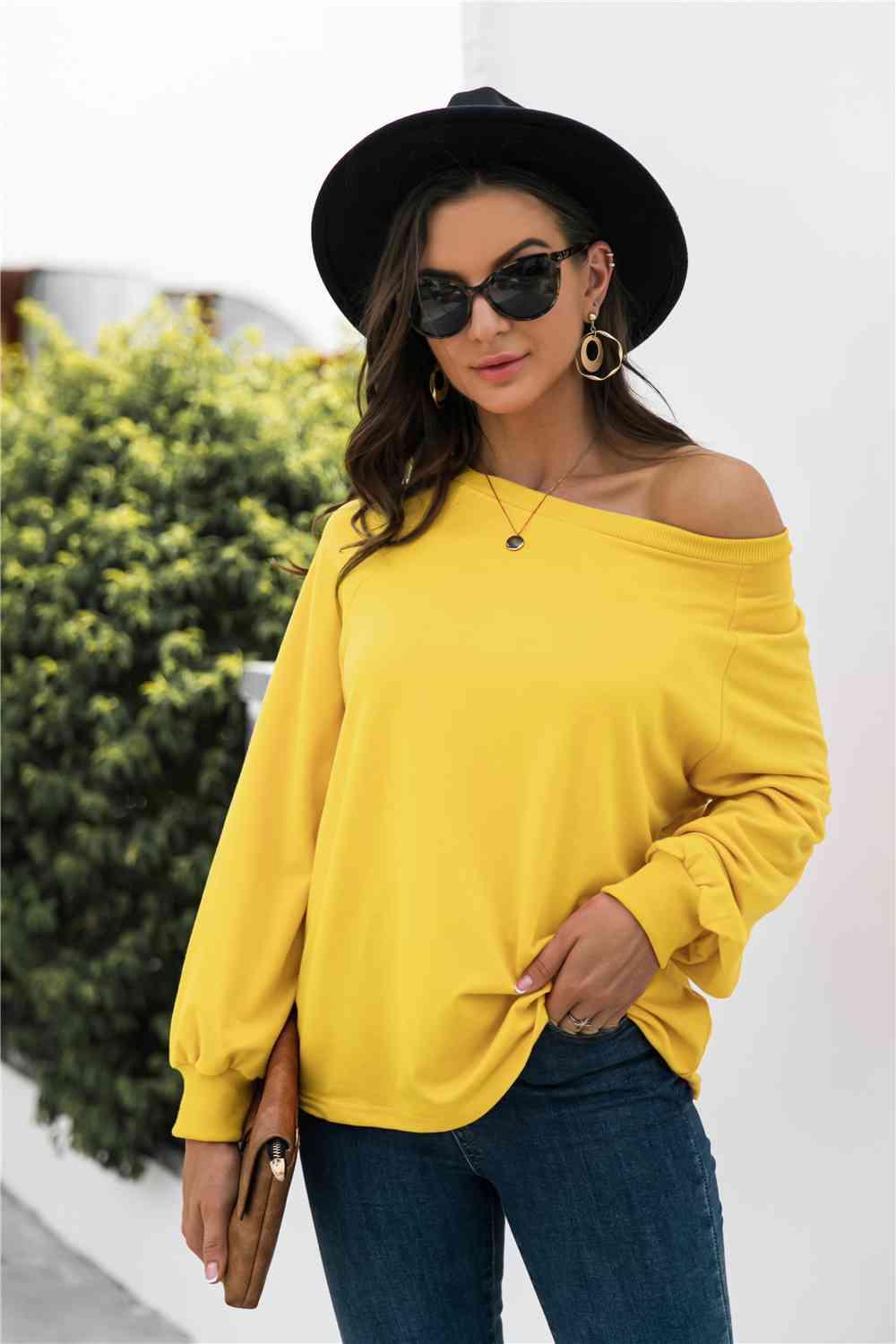 Round Neck Raglan Sleeve Sweatshirt - Chic Yana's Fashion