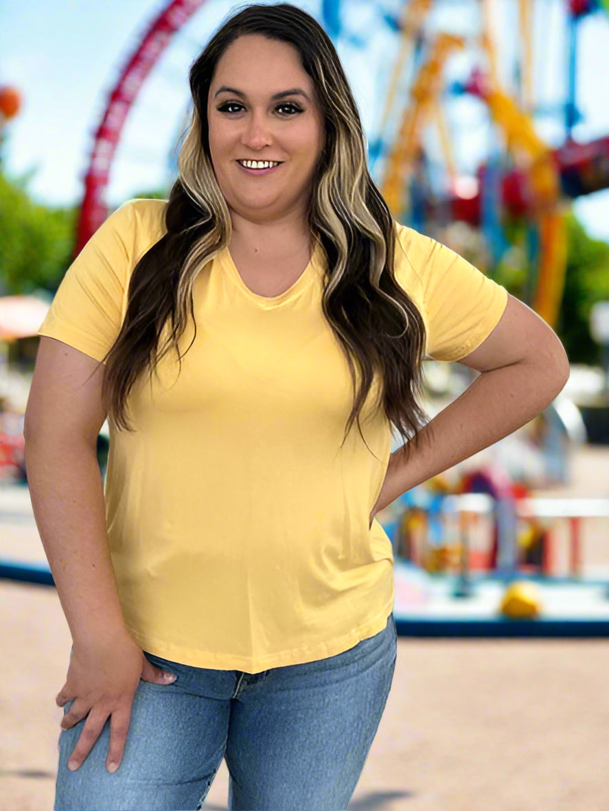 Basic Bae Bamboo Full Size V Neck High Low T Shirt - Chic Yana's Fashion