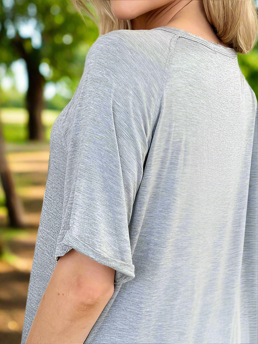 Basic Bae Full Size Bamboo Slit V Neck Short Sleeve T Shirt - Chic Yana's Fashion