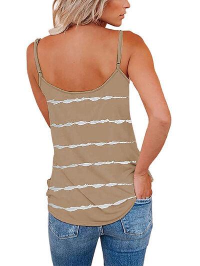 Full Size Striped V Neck Cami - Chic Yana's Fashion