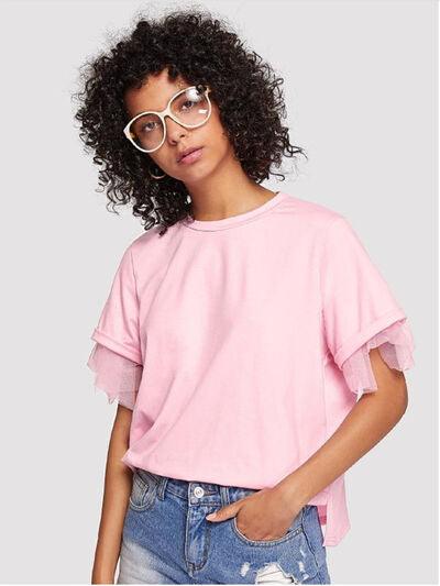 Round Neck Short Sleeve Top - Chic Yana's Fashion