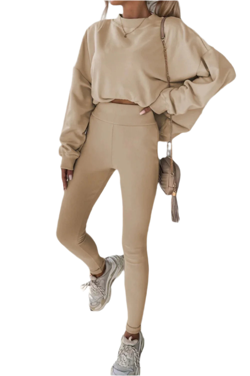 Round Neck Dropped Shoulder Sweatshirt and Pants Set – Chic Yana’s Fashion