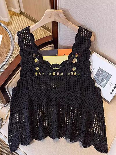 Openwork Scoop Neck Tank - Chic Yana's Fashion