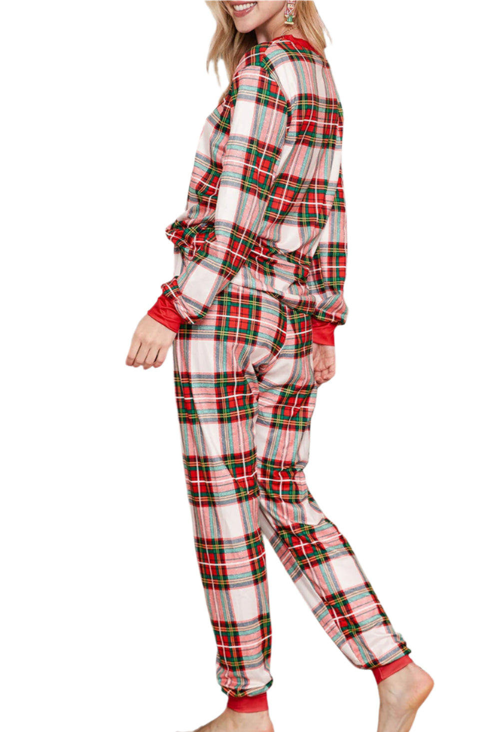 Plaid Round Neck Top and Pants Set - Shop Now at Chic Yana's Fashion