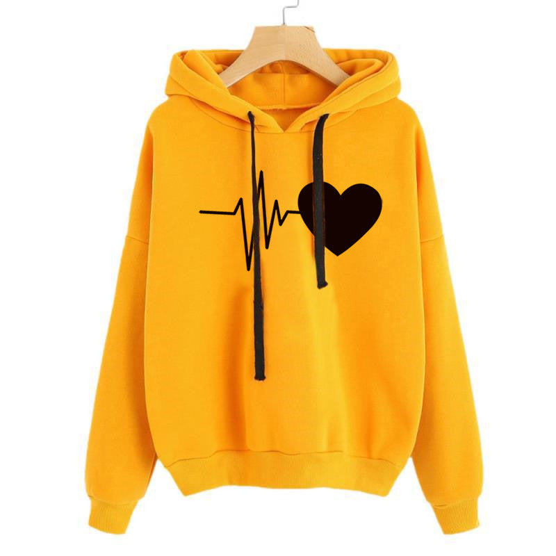 Heart Print Streetwear Hoodie for Women — Spring, Fall — Chic Yana Fashion