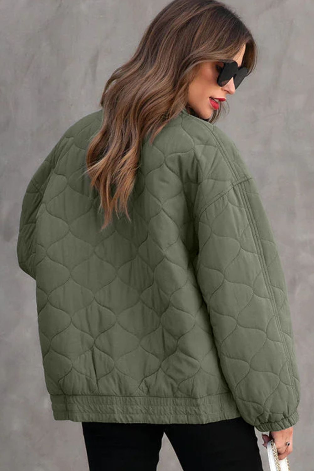 Zip Up Drop Shoulder Long Sleeve Puffer Jacket - Chic Yana’s Fashion