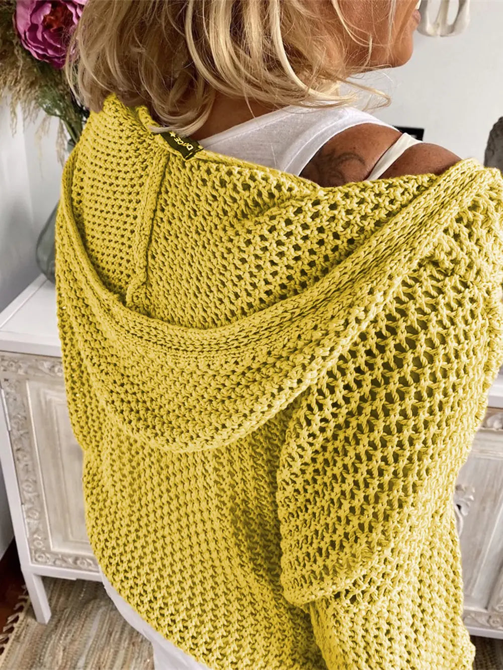 Openwork Hooded Long Sleeve Sweater – stylish women's fashion from Chic Yana's Fashion