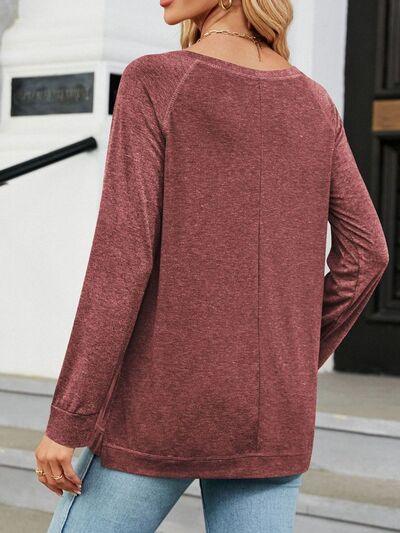 Round Neck Long Sleeve T Shirt - Chic Yana's Fashion