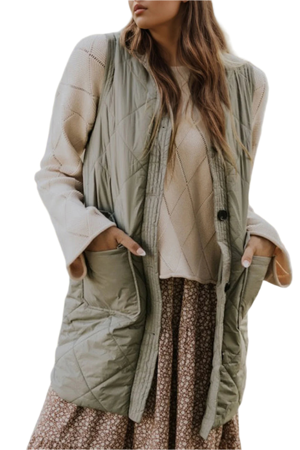Button Up Pocketed Vest Coat - Chic Yana’s Fashion